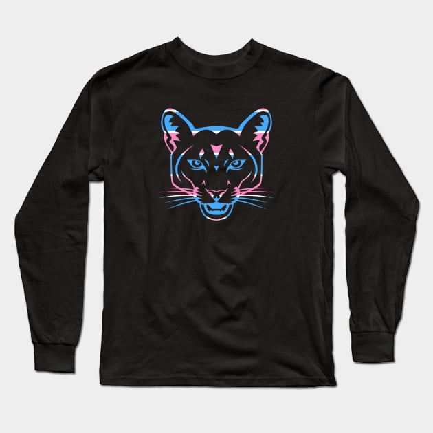 LGBTQ Transgender Pride Cougar Face Long Sleeve T-Shirt by egcreations